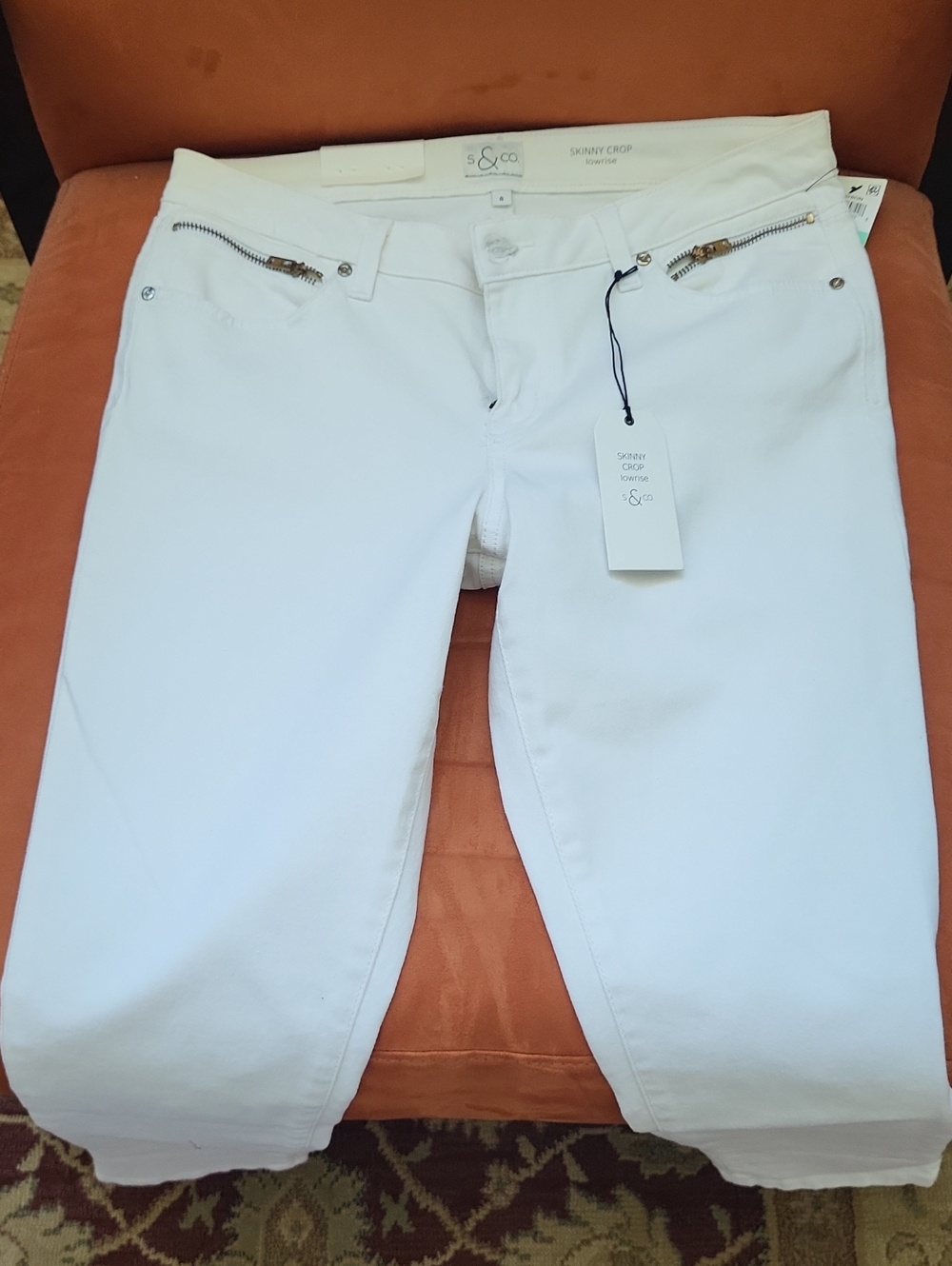 Style & Co. White Cropped Skinny Jeans with Zip Pocket Detail